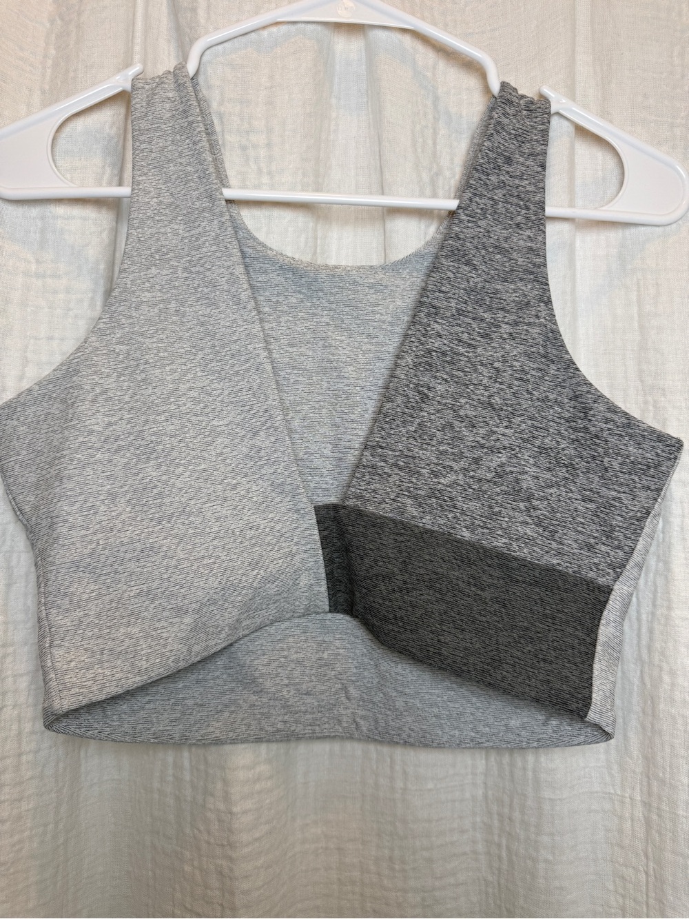 Outdoor Voices Tri-Tone Slashback Crop Top Gray M